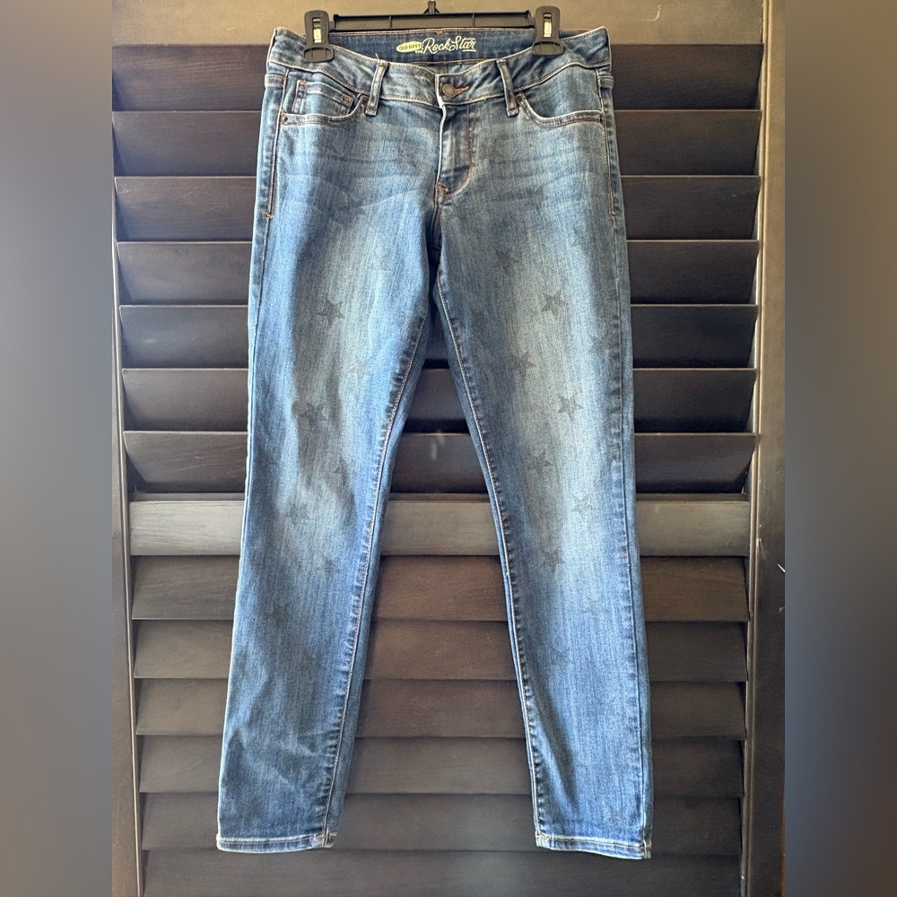 Old Navy Rockstar Jeans Blue Stars Size 10 R Stars Blue